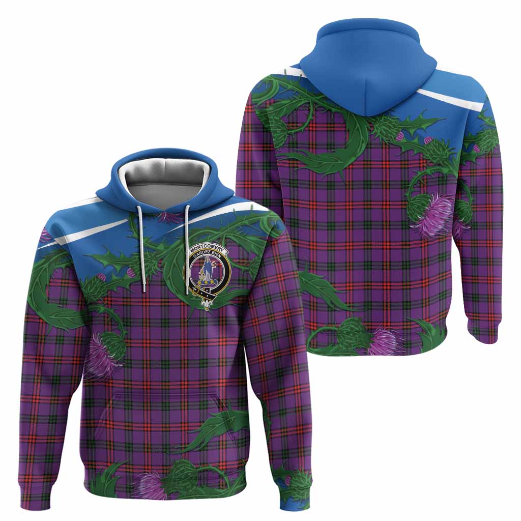 Montgomery Tartan Family Crest Hoodie Thistle in Minimalism