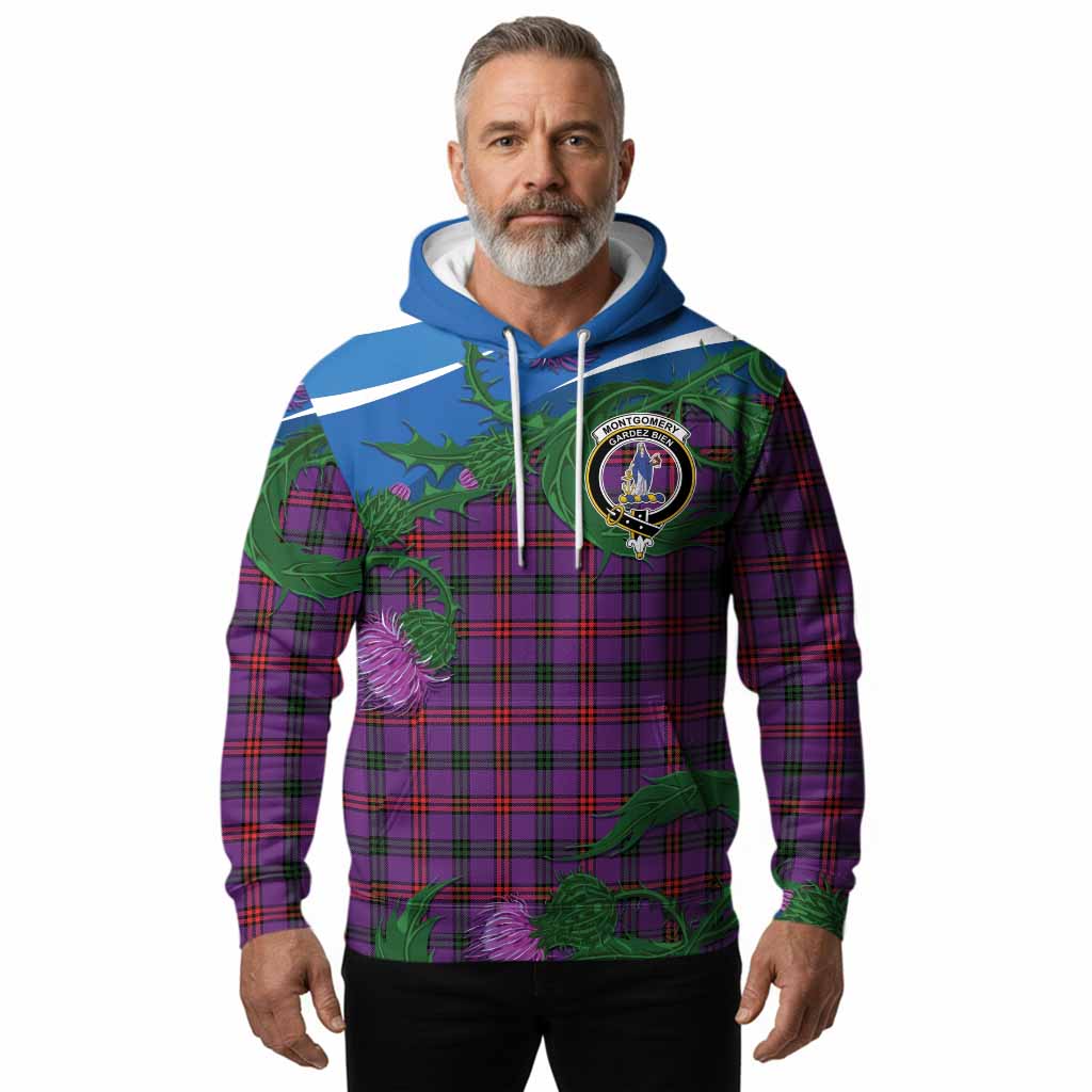 Montgomery Tartan Family Crest Hoodie Thistle in Minimalism