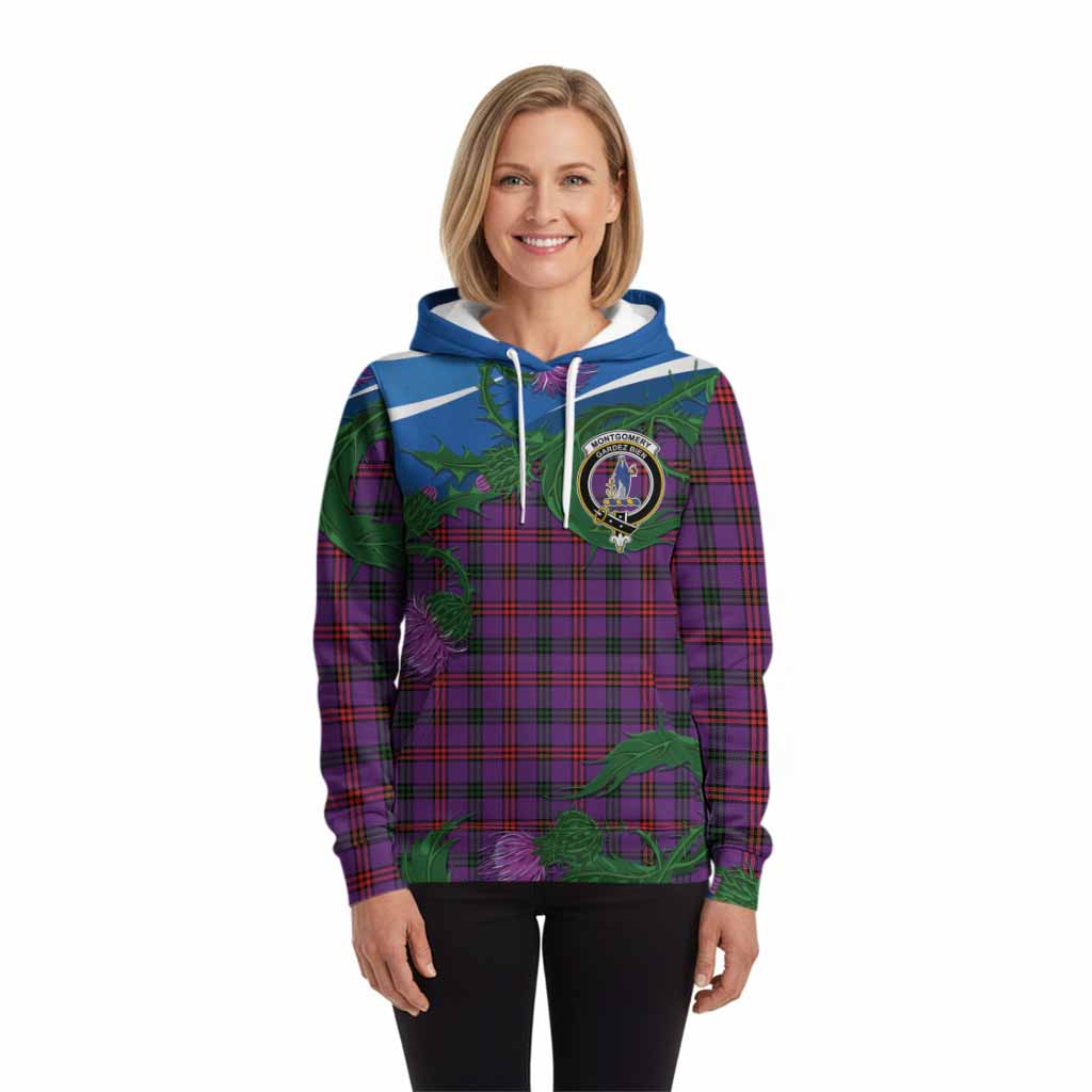 Montgomery Tartan Family Crest Hoodie Thistle in Minimalism