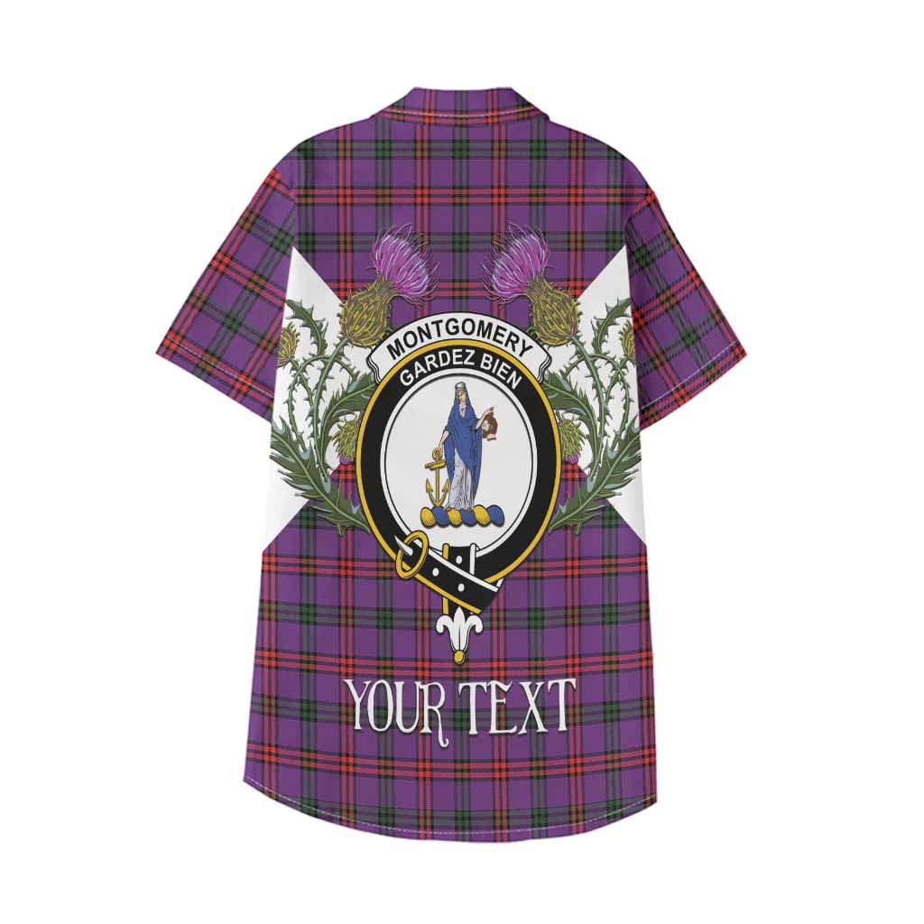 Montgomery Tartan Family Crest Kid Hawaiian Shirt Scottish Burns Night Thistle Floral