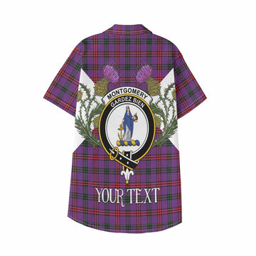 Montgomery Tartan Family Crest Kid Hawaiian Shirt Scottish Burns Night Thistle Floral