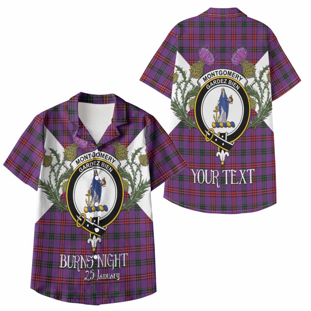 Montgomery Tartan Family Crest Kid Hawaiian Shirt Scottish Burns Night Thistle Floral