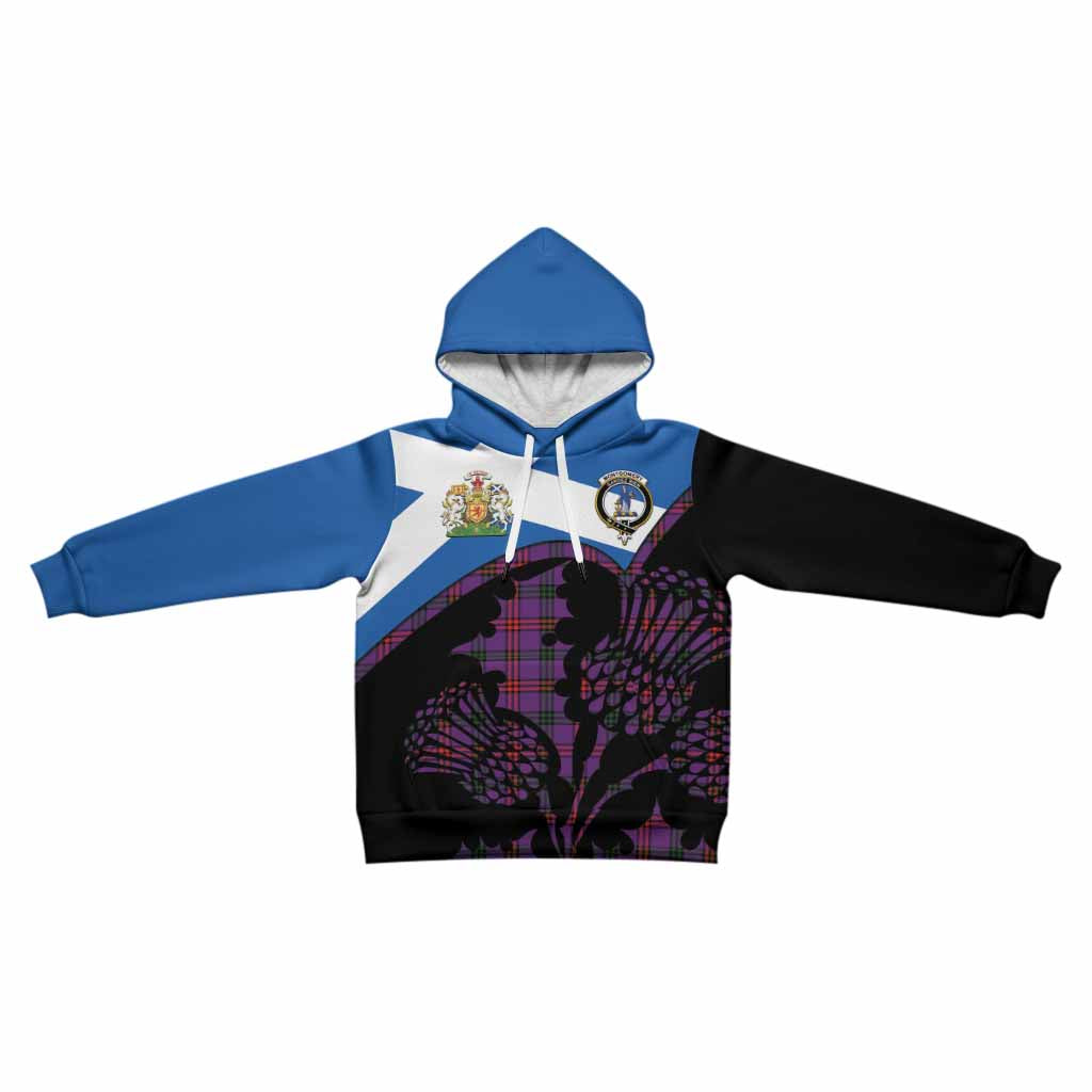 Montgomery Tartan Family Crest Kid Hoodie Scotland Thistle Floral Flag Style