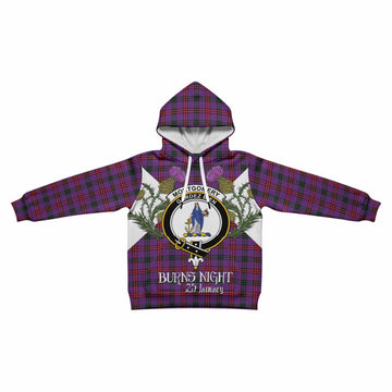 Montgomery Tartan Family Crest Kid Hoodie Scottish Burns Night Thistle Floral