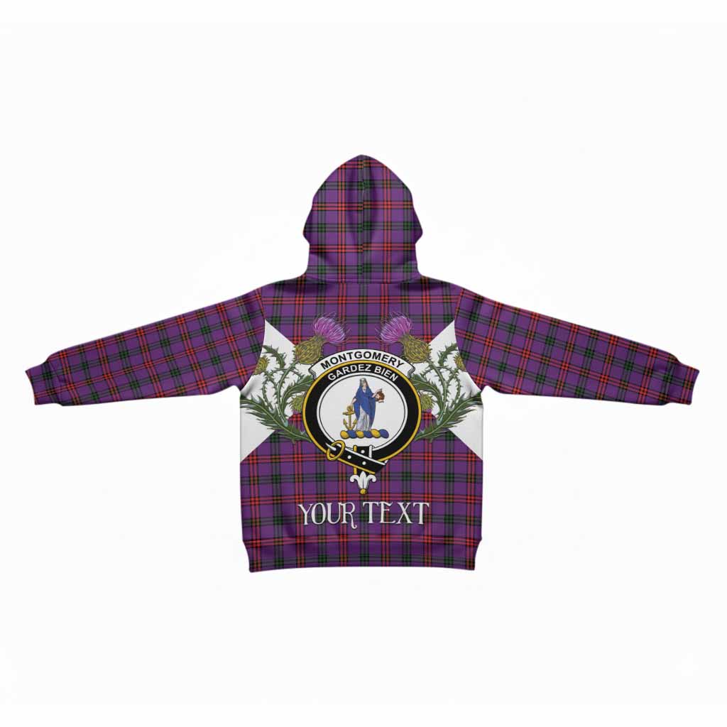 Montgomery Tartan Family Crest Kid Hoodie Scottish Burns Night Thistle Floral