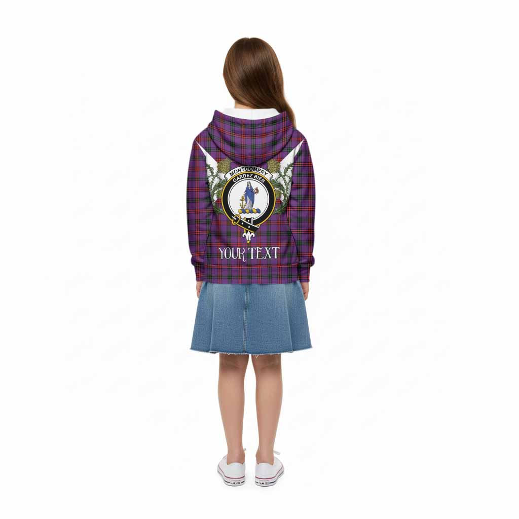 Montgomery Tartan Family Crest Kid Hoodie Scottish Burns Night Thistle Floral
