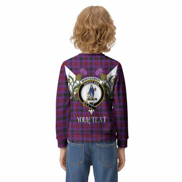 Montgomery Tartan Family Crest Kid Knitted Sweatshirt Scottish Burns Night Thistle Floral