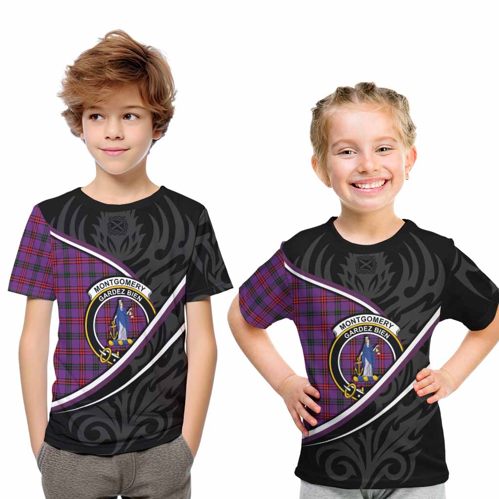 Montgomery Tartan Family Crest Kid T-shirt Celtic Scottish Thistle Floral - Tartan Vibes Clothing