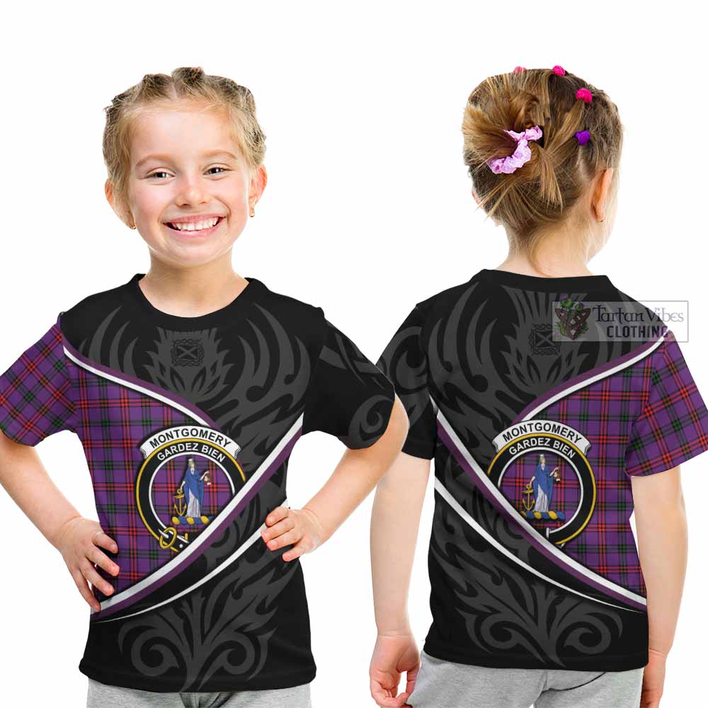 Montgomery Tartan Family Crest Kid T-shirt Celtic Scottish Thistle Floral - Tartan Vibes Clothing