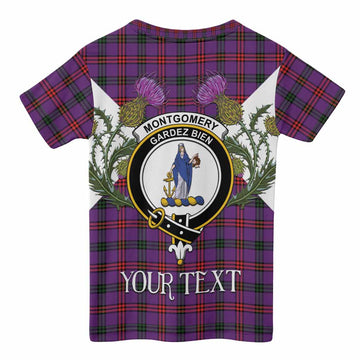 Montgomery Tartan Family Crest Kid T-shirt Scottish Burns Night Thistle Floral