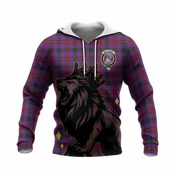 Montgomery Tartan Family Crest Knitted Hoodie Crowned Lion Roaring