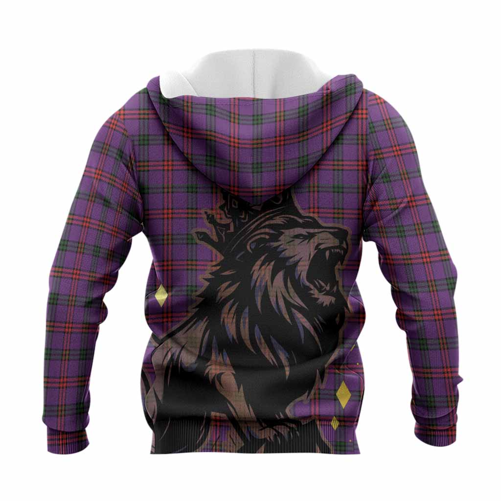 Montgomery Tartan Family Crest Knitted Hoodie Crowned Lion Roaring