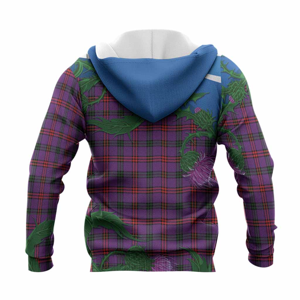 Montgomery Tartan Family Crest Knitted Hoodie Thistle in Minimalism