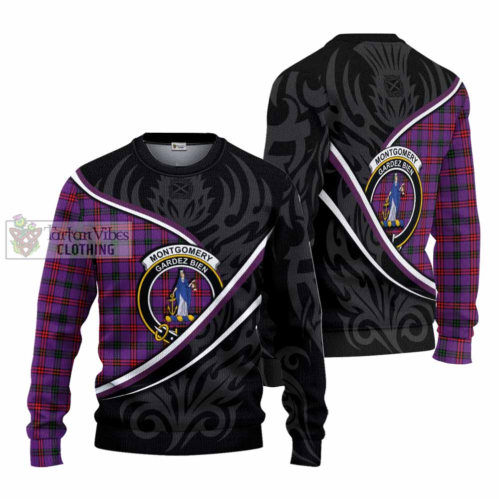 Montgomery Tartan Family Crest Knitted Sweater Celtic Scottish Thistle Floral - Tartan Vibes Clothing