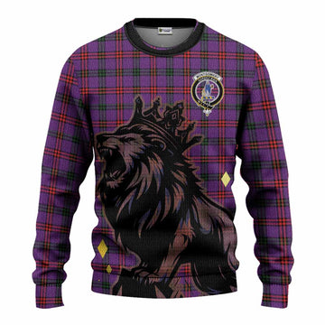 Montgomery Tartan Family Crest Knitted Sweater Crowned Lion Roaring
