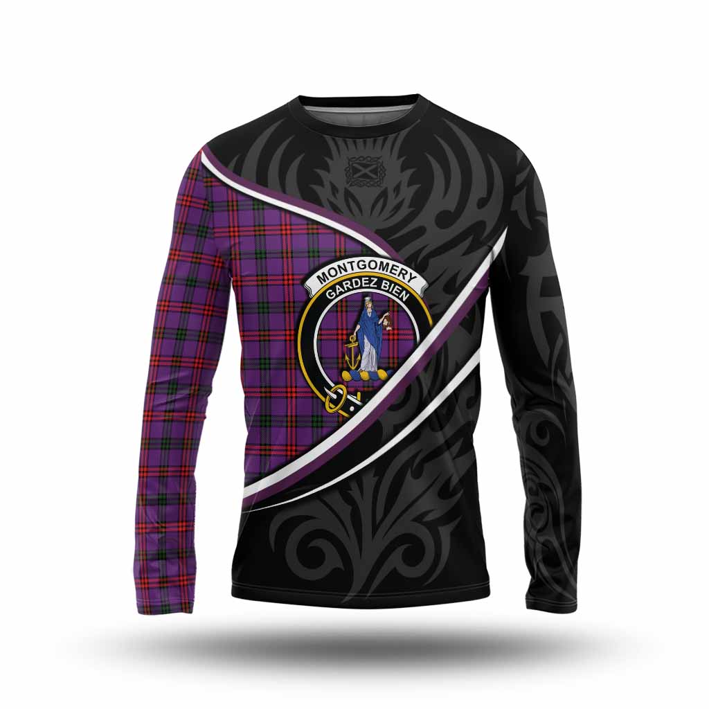 Montgomery Tartan Family Crest Long Sleeve T-Shirt Celtic Scottish Thistle Floral - Tartan Vibes Clothing