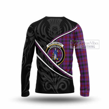 Montgomery Tartan Family Crest Long Sleeve T-Shirt Celtic Scottish Thistle Floral