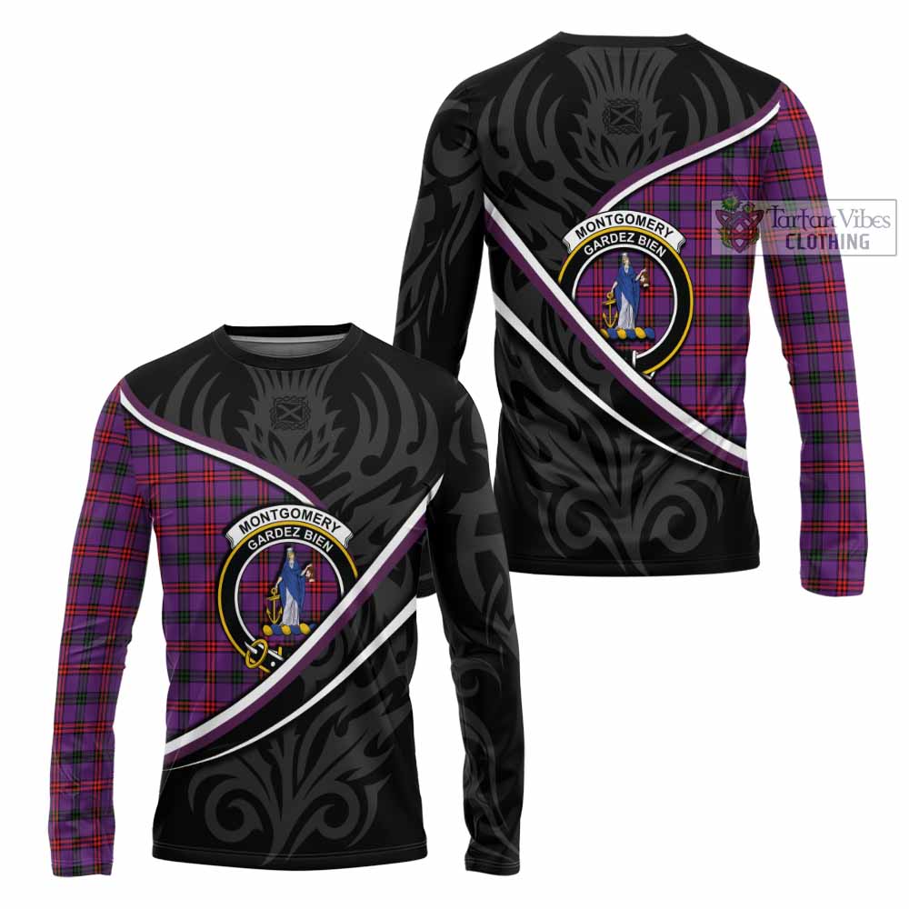 Montgomery Tartan Family Crest Long Sleeve T-Shirt Celtic Scottish Thistle Floral - Tartan Vibes Clothing