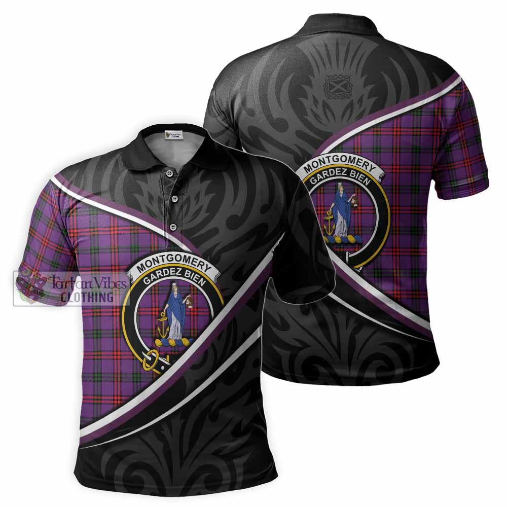 Montgomery Tartan Family Crest Polo Shirt Celtic Scottish Thistle Floral - Tartan Vibes Clothing