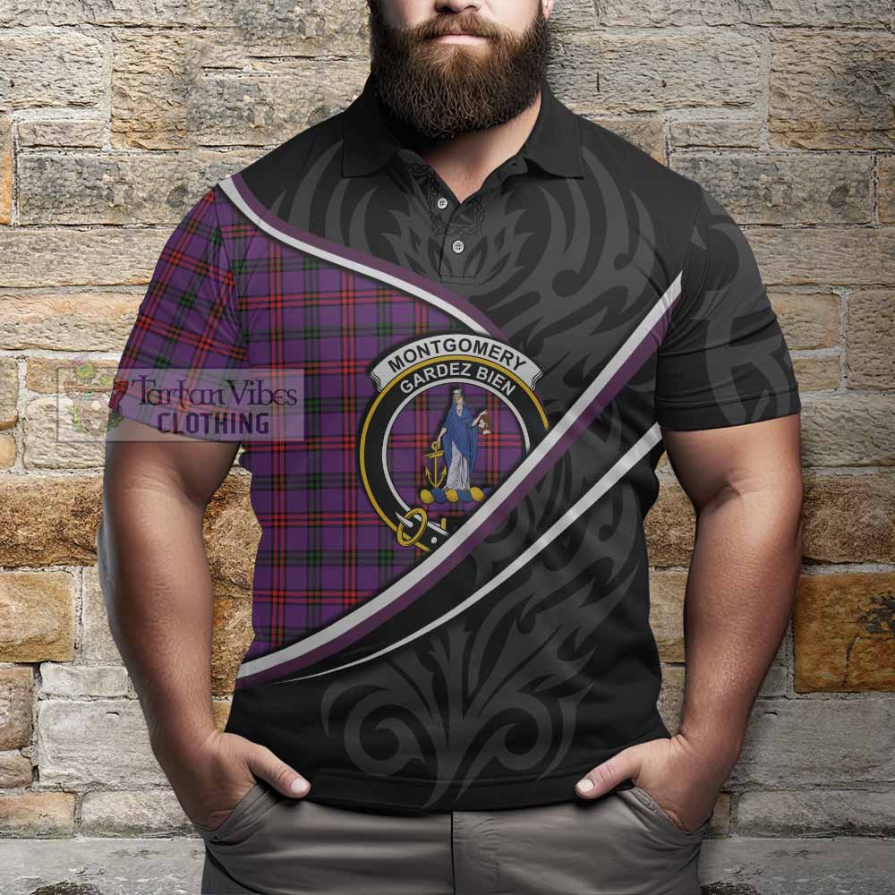Montgomery Tartan Family Crest Polo Shirt Celtic Scottish Thistle Floral - Tartan Vibes Clothing