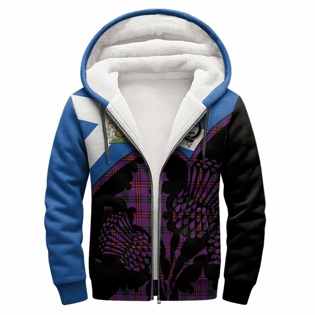 Montgomery Tartan Family Crest Sherpa Hoodie Scotland Thistle Floral Flag Style