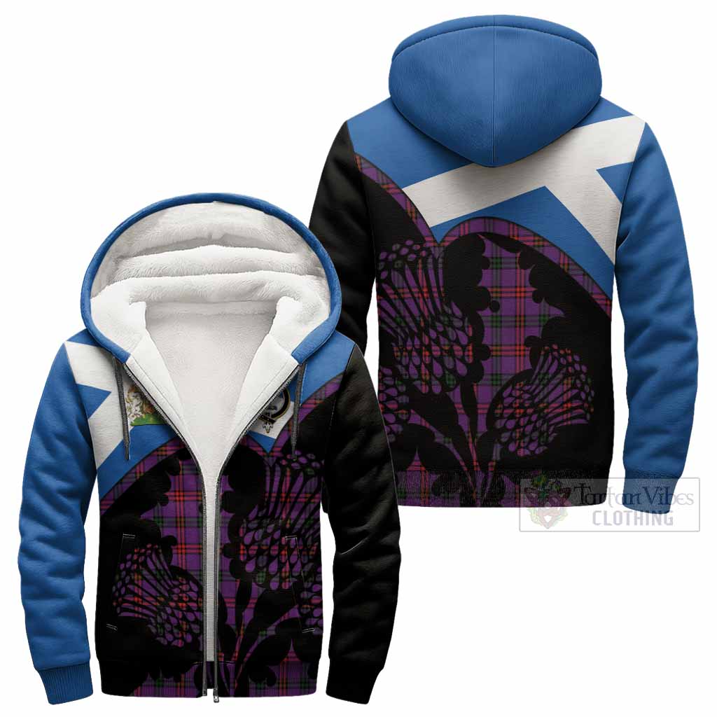 Montgomery Tartan Family Crest Sherpa Hoodie Scotland Thistle Floral Flag Style