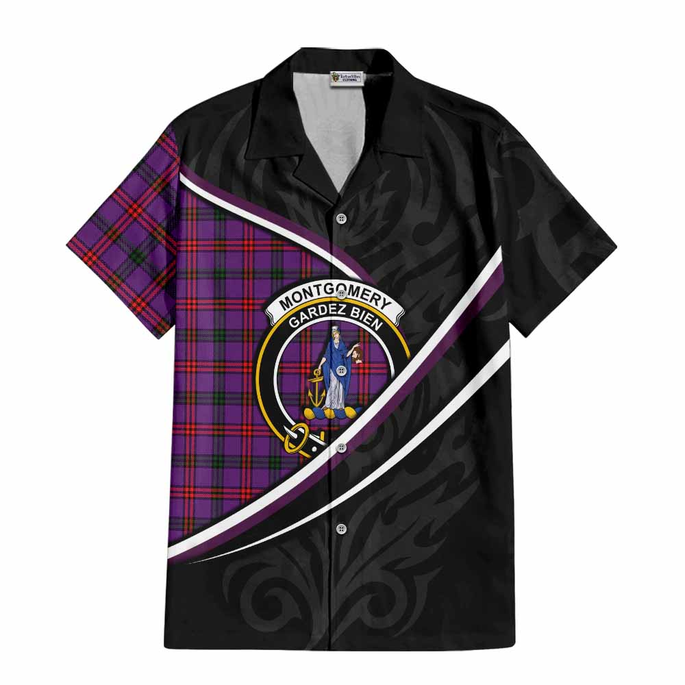 Montgomery Tartan Family Crest Short Sleeve Button Shirt Celtic Scottish Thistle Floral - Tartan Vibes Clothing