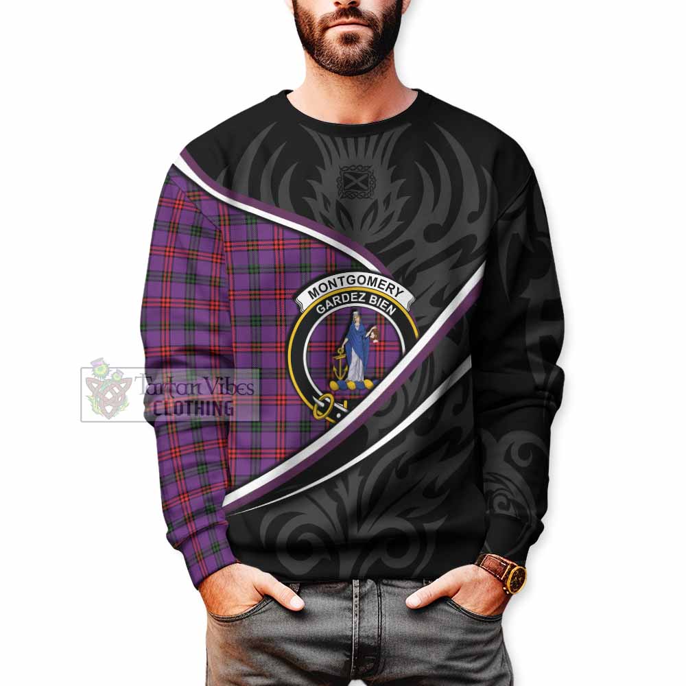 Montgomery Tartan Family Crest Sweatshirt Celtic Scottish Thistle Floral - Tartan Vibes Clothing