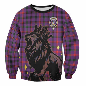 Montgomery Tartan Family Crest Sweatshirt Crowned Lion Roaring