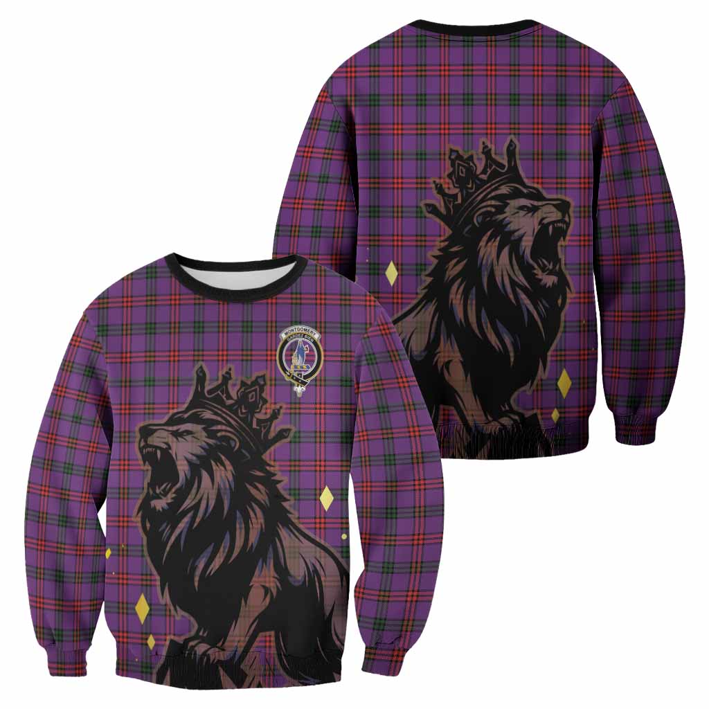 Montgomery Tartan Family Crest Sweatshirt Crowned Lion Roaring