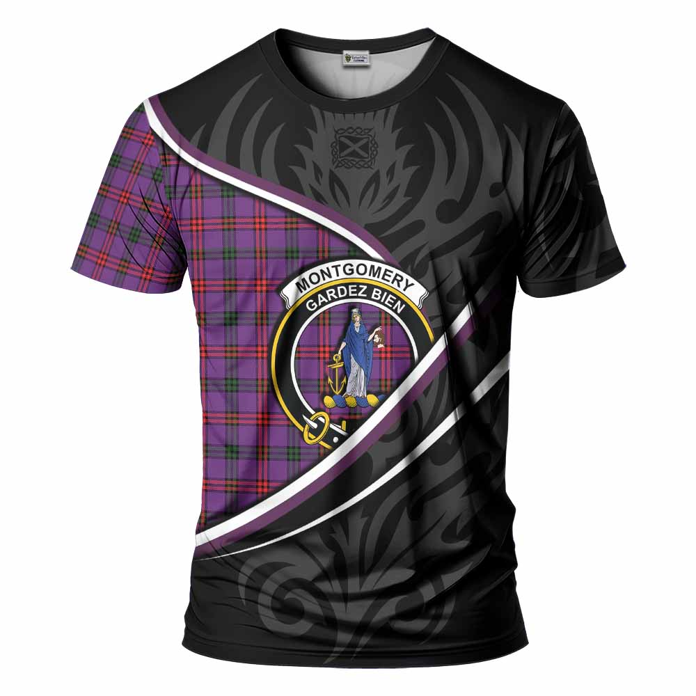 Montgomery Tartan Family Crest T-shirt Celtic Scottish Thistle Floral - Tartan Vibes Clothing