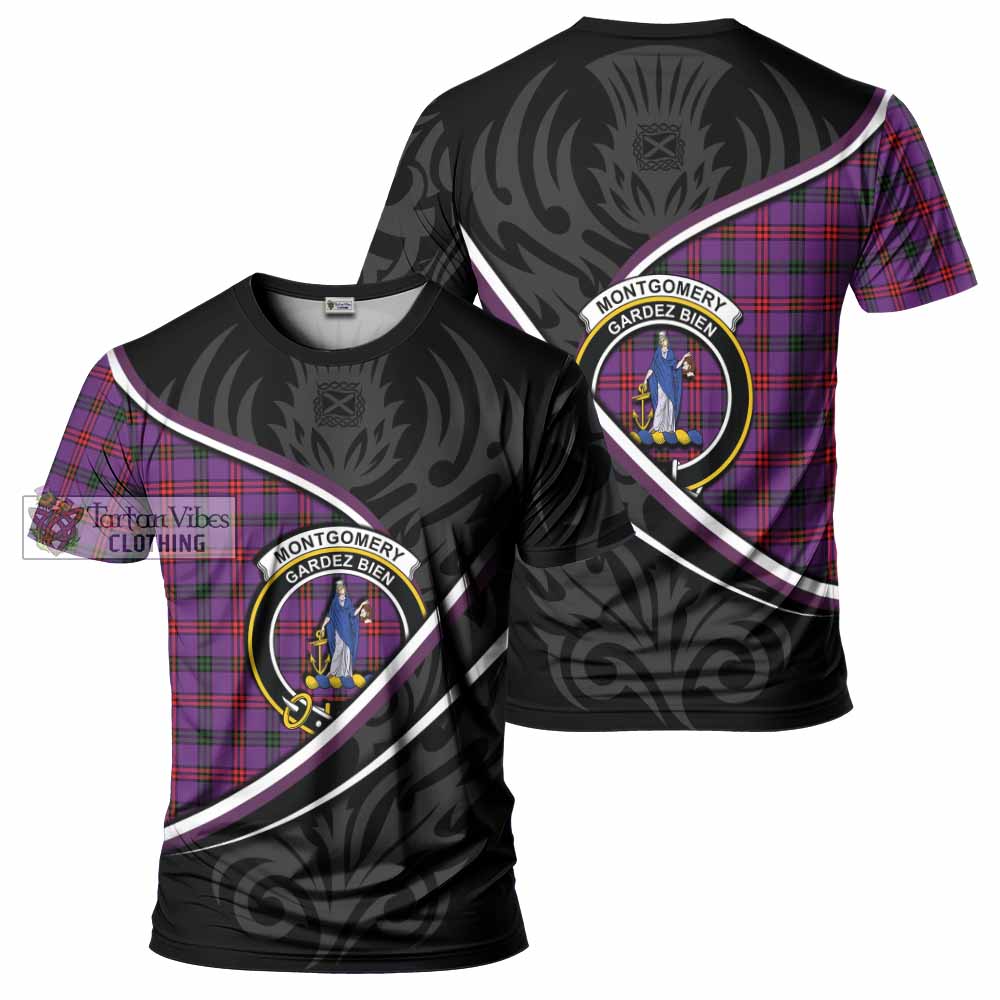 Montgomery Tartan Family Crest T-shirt Celtic Scottish Thistle Floral - Tartan Vibes Clothing