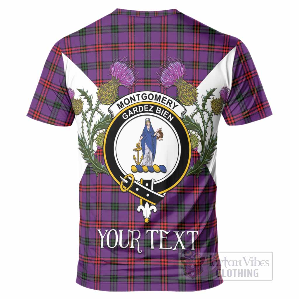 Montgomery Tartan Family Crest T-Shirt Scottish Burns Night Thistle Floral