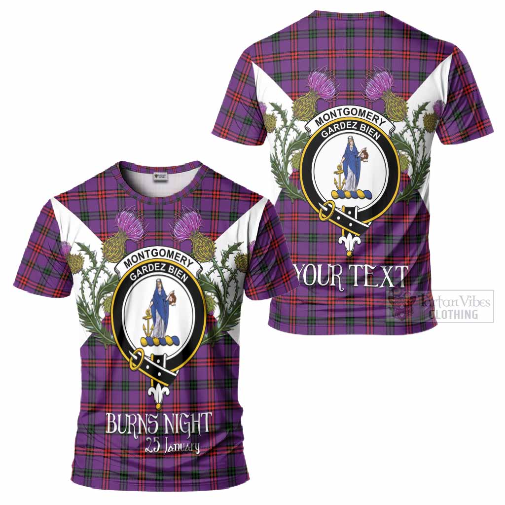 Montgomery Tartan Family Crest T-Shirt Scottish Burns Night Thistle Floral