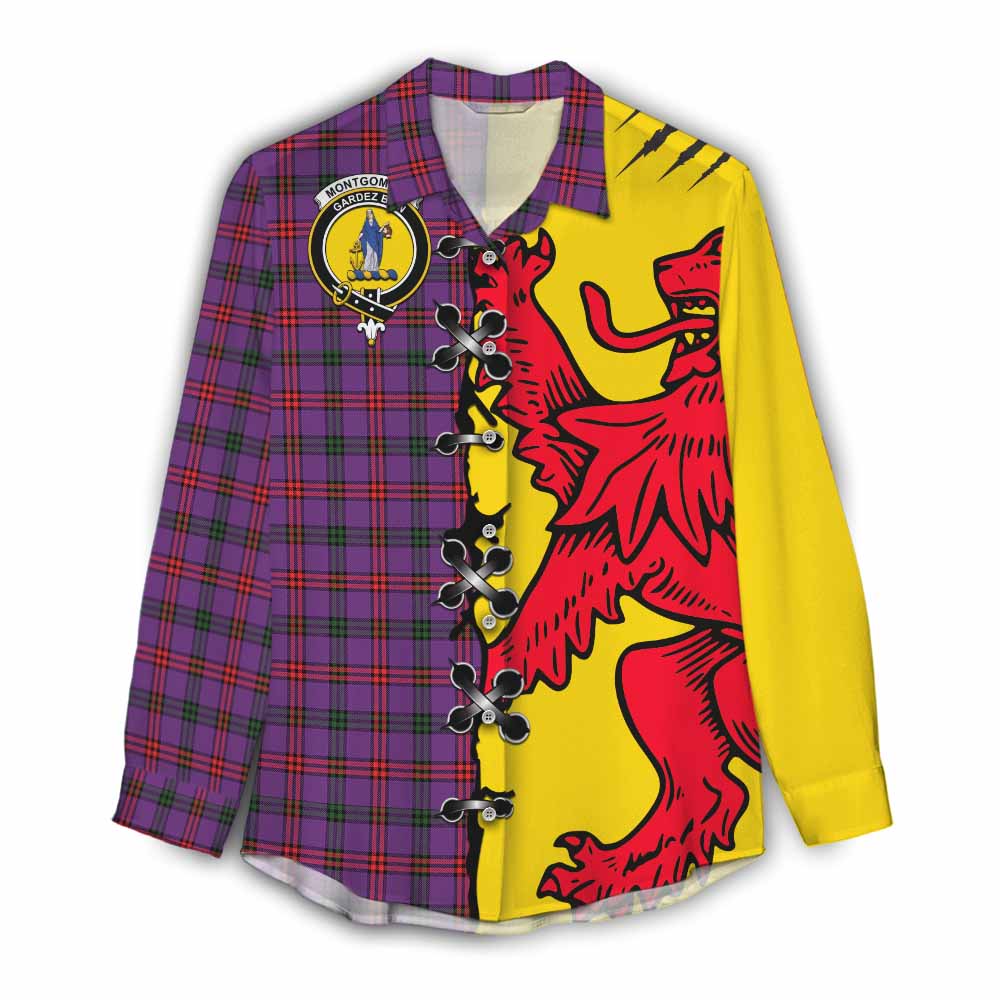 Montgomery Tartan Family Crest Women Casual Shirt Lion Rampant Honor - Tartan Vibes Clothing