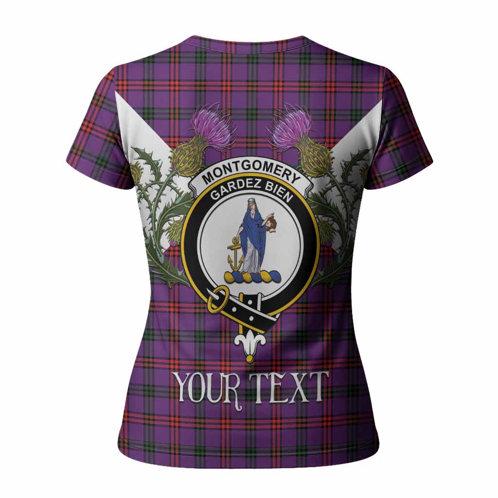 Montgomery Tartan Family Crest Women T shirt Scottish Burns Night Thistle Floral