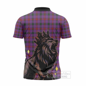 Montgomery Tartan Family Crest Zipper Polo Shirt Crowned Lion Roaring