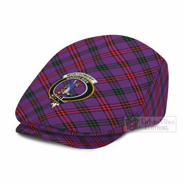 Montgomery Tartan Flat Cap, Jeff Cap Cross Style with Family Crest