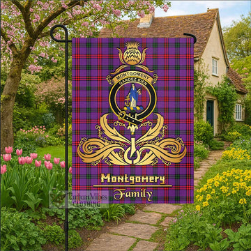 Montgomery Tartan Garden Flag with Highland Thistle Cherish Family Crest Style