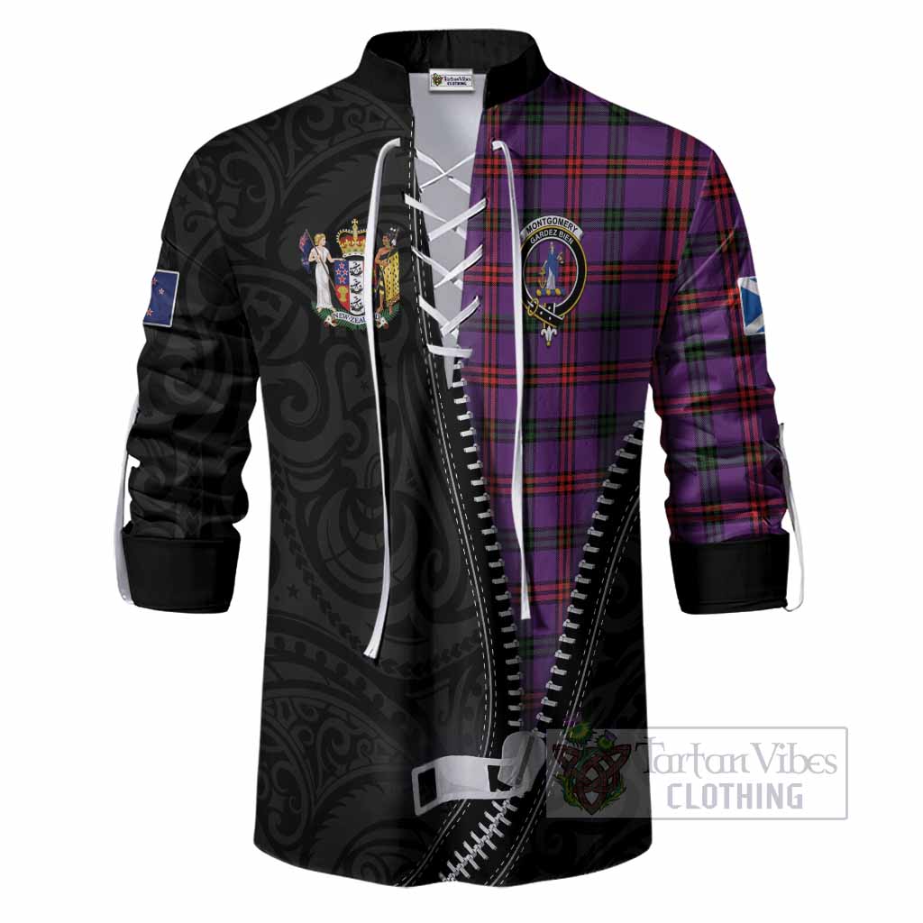 Montgomery Tartan Ghillie Shirt New Zealand Pattern Unique Zipper Stylized