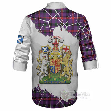 Montgomery Tartan Ghillie Shirt with Family Crest and Lion Rampant Grunge Style