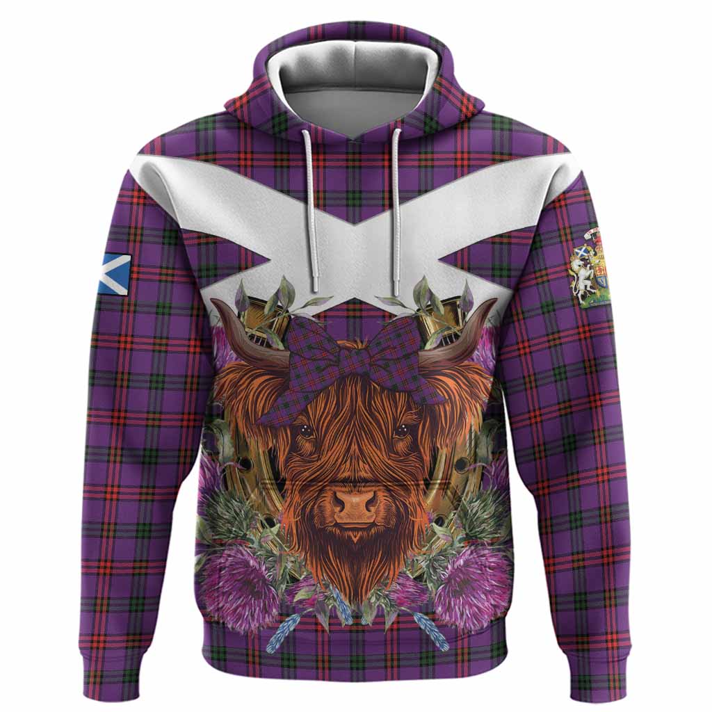 Montgomery Tartan Hoodie Scottish Thistle Heilan Coo