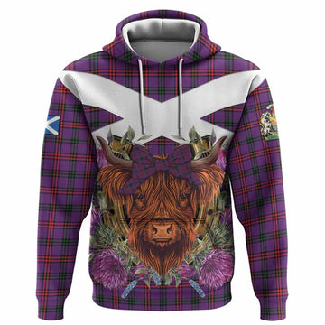 Montgomery Tartan Hoodie Scottish Thistle Heilan Coo
