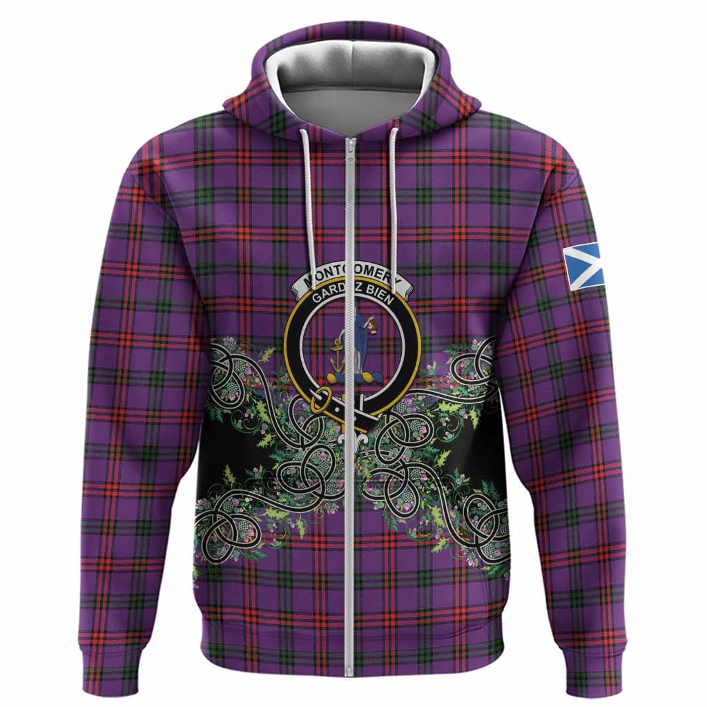 Montgomery Tartan Hoodie Thistle Scottish Spirit