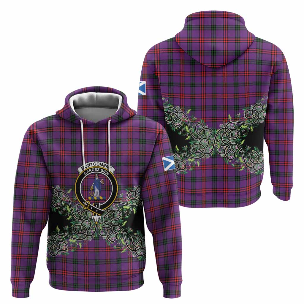 Montgomery Tartan Hoodie Thistle Scottish Spirit