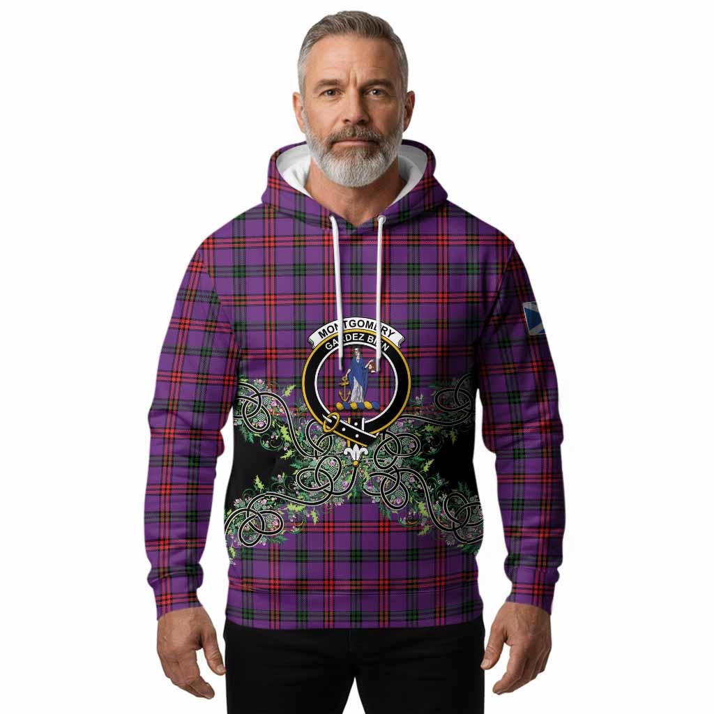 Montgomery Tartan Hoodie Thistle Scottish Spirit
