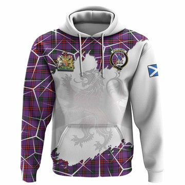 Montgomery Tartan Hoodie with Family Crest and Lion Rampant Grunge Style