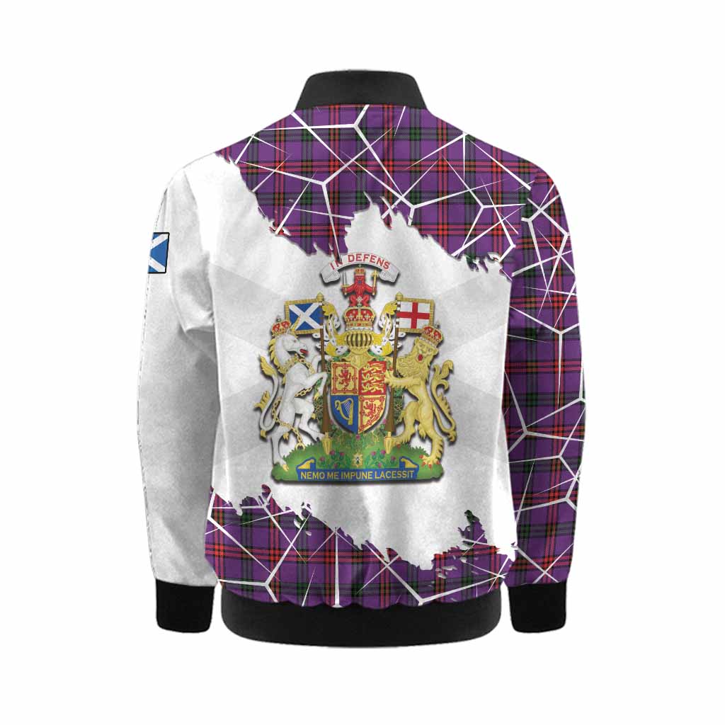 Montgomery Tartan Kid Bomber Jacket with Family Crest and Lion Rampant Grunge Style