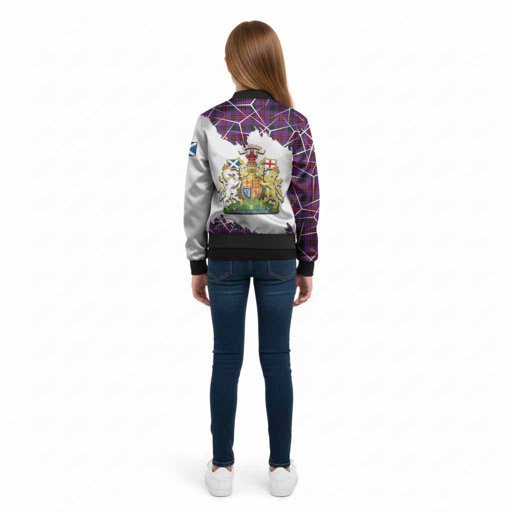 Montgomery Tartan Kid Bomber Jacket with Family Crest and Lion Rampant Grunge Style