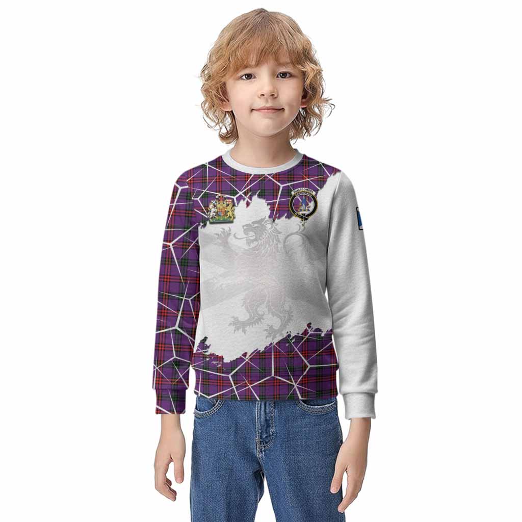 Montgomery Tartan Kid Knitted Sweatshirt with Family Crest and Lion Rampant Grunge Style